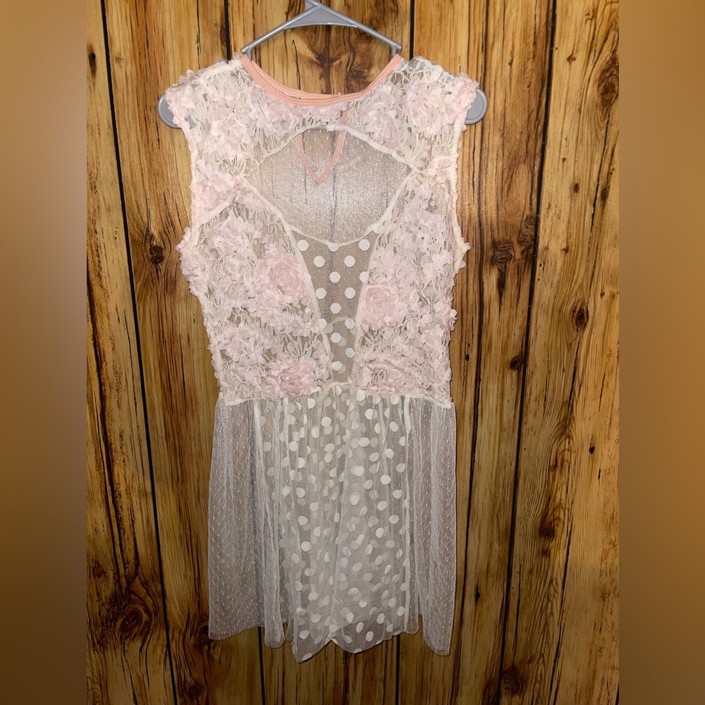 Reverence Adult M Lyrical Ballet Competition Dance Costume Blush Lace Mesh Dress